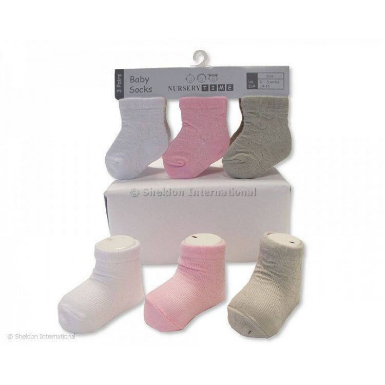 Picture of 612205 NURSERY TIME GIRLS BABY SOCKS PACK OF THREE